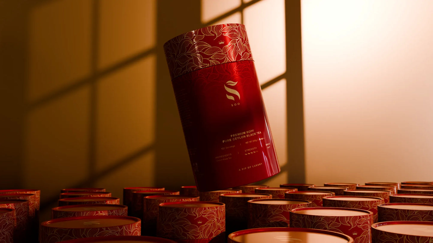 SOO Ceylon BOPF Strong Ceylon Black Tea canister lifestyle