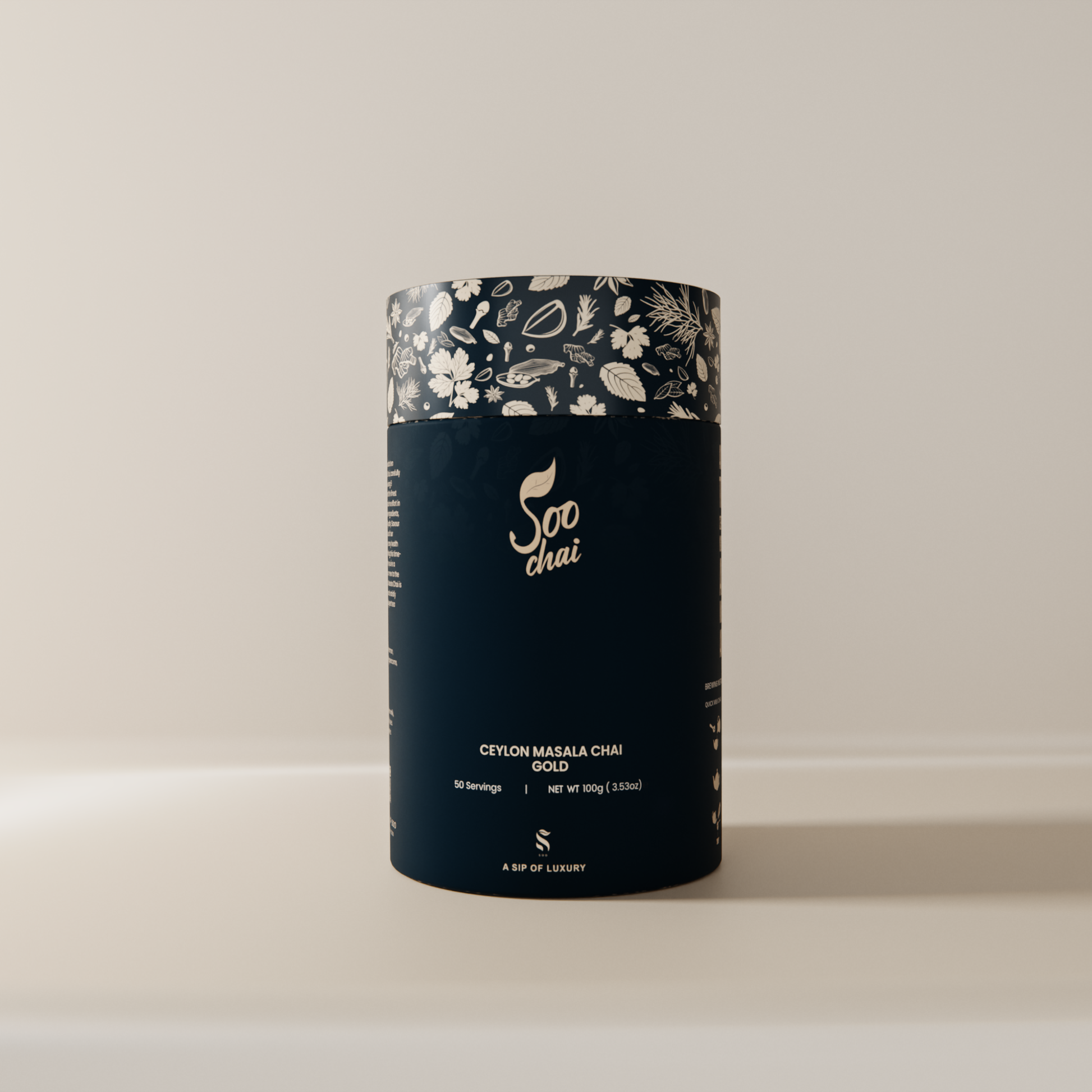 SOO Ceylon Masala Chai Gold loose leaf tea blend in premium packaging